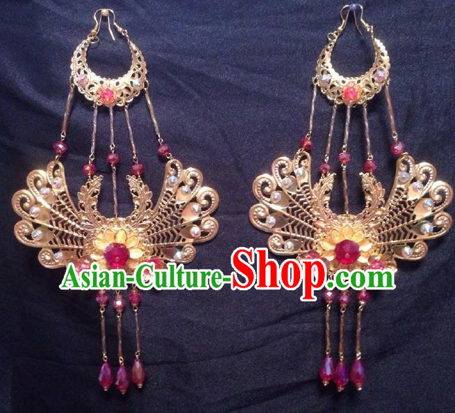 Chinese Traditional Wedding Accessories Ancient Princess Tassel Earrings for Women