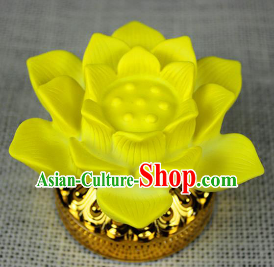 Chinese Traditional Electric LED Yellow Lotus Lantern Desk Lamp Flowers Lights