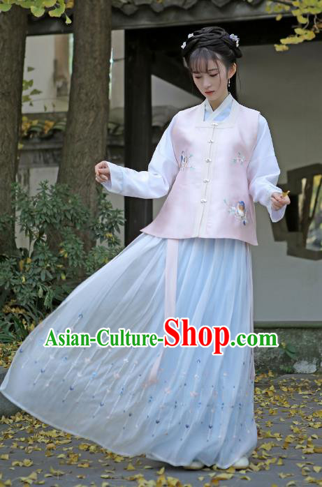 Traditional Chinese Ancient Princess Hanfu Clothing, China Ming Dynasty Palace Lady Embroidered Costume for Women
