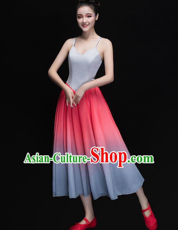 Traditional Chinese Modern Dance Costume, Opening Dance Chorus Singing Group Pink Dress for Women