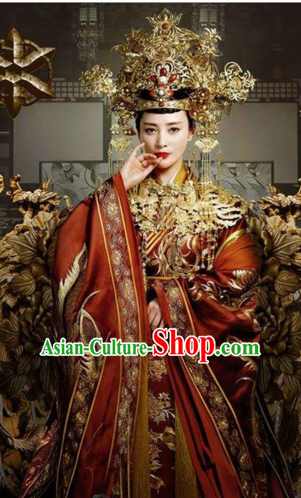 Chinese Ancient Empress Embroidered Phoenix Wedding Dresses