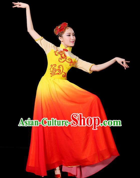 Traditional Chinese Modern Dance Opening Jazz Dance Clothing Chorus Classical Dance Big Swing Dress for Women