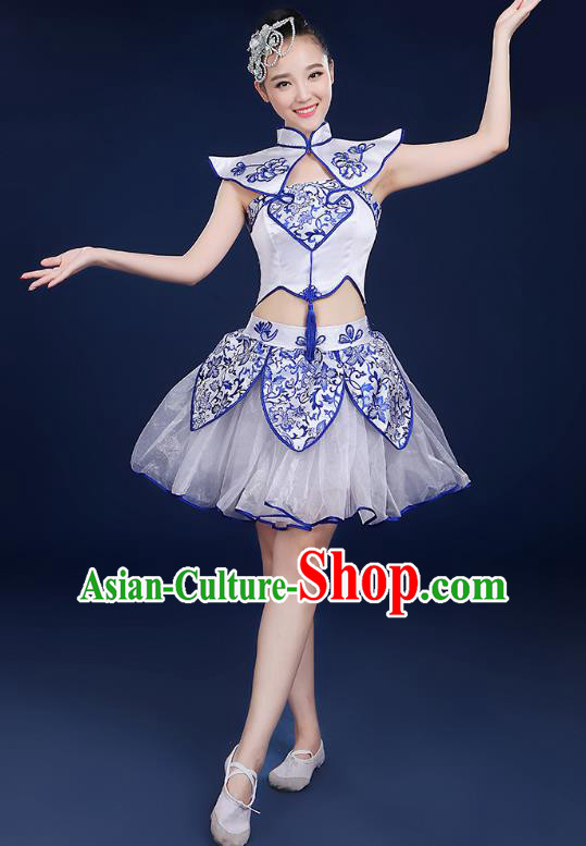 Traditional Chinese Modern Dance Opening Dance Clothing Chorus Classical Dance Short Veil Dress for Women