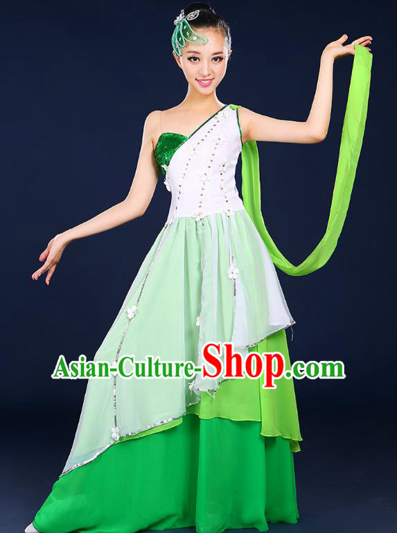 Traditional Chinese Modern Dance Opening Dance Clothing Chorus Classical Dance Green Dress for Women