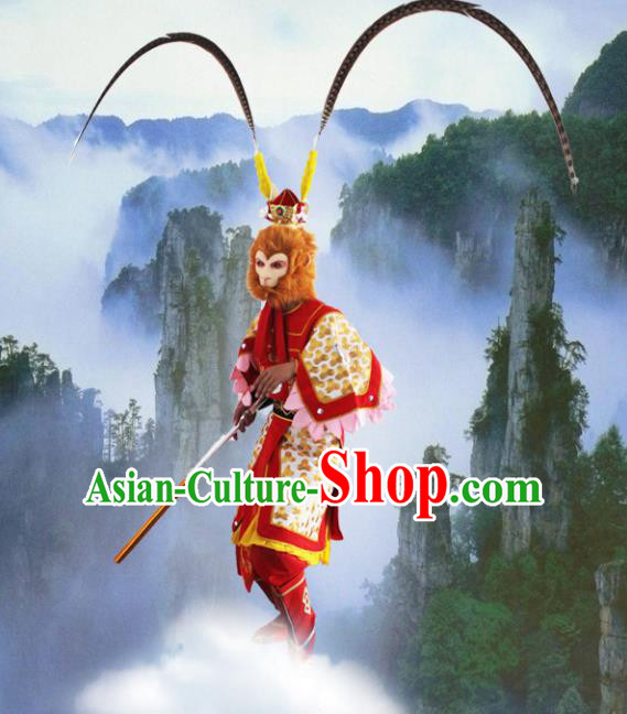 Chinese Beijing Opera Journey to the West Handsome Monkey King Costume, China Peking Opera Sun Wu-Kong Clothing