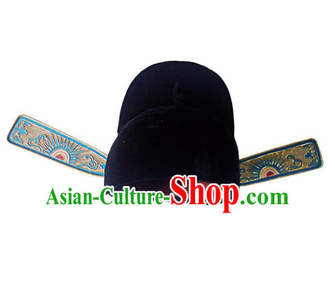 Asian Chinese Beijing Opera County Magistrate Black Hats, Traditional China Peking Opera Lang Scholar Headwear