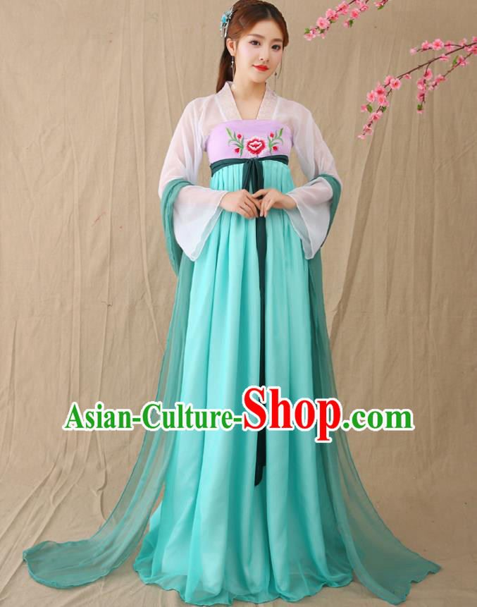 Traditional Chinese Han Dynasty Imperial Princess Costume, China Ancient Palace Lady Embroidered Hanfu Clothing for Women