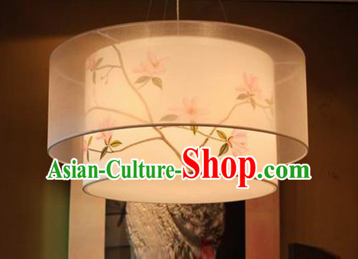 Traditional Chinese Handmade Sheepskin Painting Magnolia Flowers Palace Lantern China Ceiling Palace Lamp