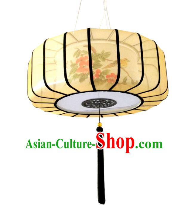 Traditional Chinese Handmade Painting Flowers Sheepskin Palace Lantern China Ceiling Palace Lamp