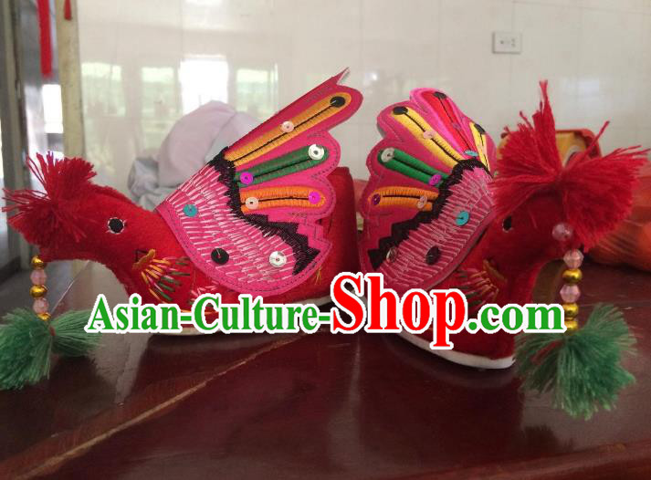 Traditional Chinese Ancient Phoenix Shoes, China Handmade Hanfu Embroidery Shoes for Women