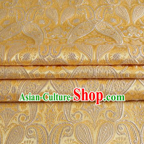 Chinese Royal Palace Traditional Costume Light Golden Satin Brocade Fabric, Chinese Ancient Clothing Drapery Hanfu Cheongsam Material