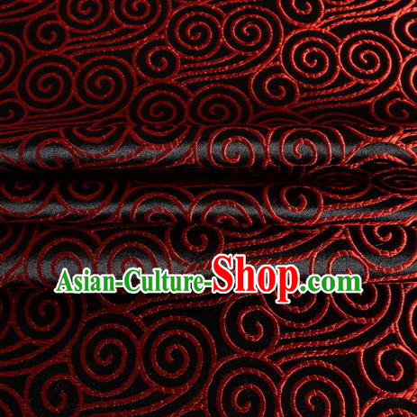 Chinese Royal Palace Traditional Costume Auspicious Clouds Pattern Black Satin Brocade Fabric, Chinese Ancient Clothing Drapery Hanfu Cheongsam Material