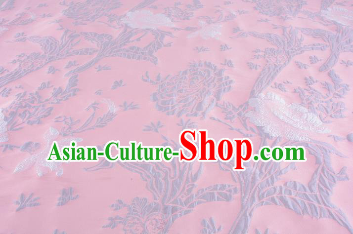 Chinese Traditional Costume Royal Palace Jacquard Weave Pink Satin Brocade Fabric, Chinese Ancient Clothing Drapery Hanfu Cheongsam Material
