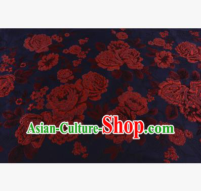 Chinese Traditional Costume Royal Palace Jacquard Weave Red Peony Brocade Fabric, Chinese Ancient Clothing Drapery Hanfu Cheongsam Material