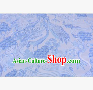Chinese Traditional Costume Royal Palace Jacquard Weave Blue Crane Brocade Fabric, Chinese Ancient Clothing Drapery Hanfu Cheongsam Material