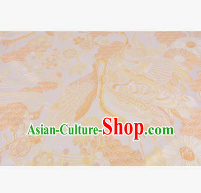 Chinese Traditional Costume Royal Palace Jacquard Weave Yellow Crane Brocade Fabric, Chinese Ancient Clothing Drapery Hanfu Cheongsam Material