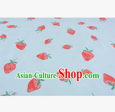 Chinese Traditional Costume Royal Palace Strawberry Pattern Green Fabric, Chinese Ancient Clothing Drapery Hanfu Cheongsam Material