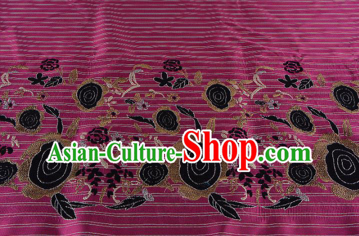 Chinese Traditional Costume Royal Palace Printing Rose Rosy Brocade Fabric, Chinese Ancient Clothing Drapery Hanfu Cheongsam Material