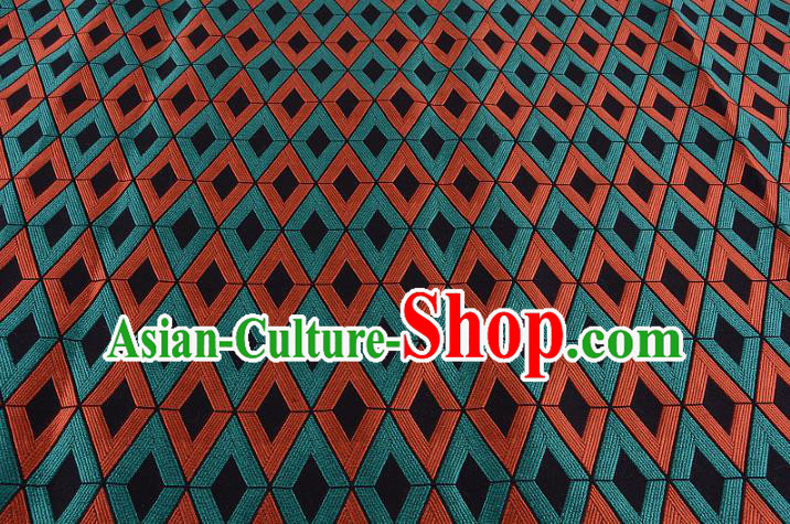 Chinese Traditional Costume Royal Palace Rhombus Pattern Red Brocade Fabric, Chinese Ancient Clothing Drapery Hanfu Cheongsam Material
