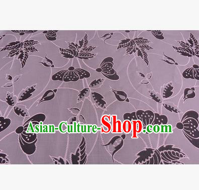 Chinese Traditional Costume Royal Palace Butterfly Pattern Lilac Brocade Fabric, Chinese Ancient Clothing Drapery Hanfu Cheongsam Material