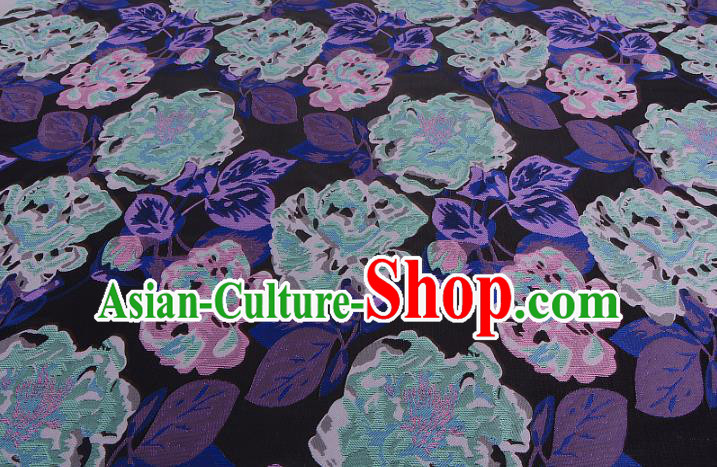 Chinese Traditional Costume Royal Palace Purple Peony Pattern Brocade Fabric, Chinese Ancient Clothing Drapery Hanfu Cheongsam Material