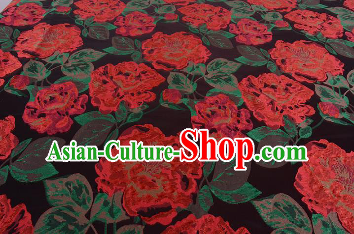 Chinese Traditional Costume Royal Palace Red Peony Pattern Brocade Fabric, Chinese Ancient Clothing Drapery Hanfu Cheongsam Material