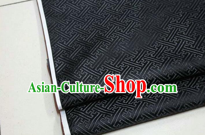 Chinese Traditional Costume Royal Palace Pattern Mongolian Robe Black Brocade Fabric, Chinese Ancient Clothing Drapery Hanfu Cheongsam Material