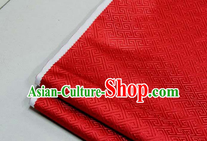 Chinese Traditional Royal Palace Back Pattern Mongolian Robe Red Satin Brocade Fabric, Chinese Ancient Costume Drapery Hanfu Tang Suit Material