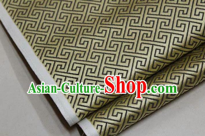 Chinese Traditional Royal Palace Back Pattern Mongolian Robe Mud Golden Satin Brocade Fabric, Chinese Ancient Costume Drapery Hanfu Tang Suit Material