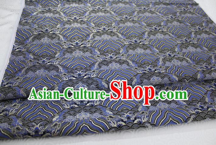 Chinese Traditional Royal Palace Pattern Mongolian Robe Black Brocade Fabric, Chinese Ancient Emperor Costume Drapery Hanfu Tang Suit Material