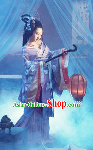 Traditional Ancient Chinese Costume, Costumes Elegant Hanfu Clothing Chinese Han Dynasty Imperial Emperess Lace Tailing Embroidered Clothing for Women
