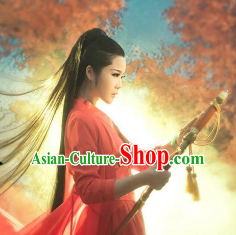 Ancient Chinese Swordsman Red Costumes for Women