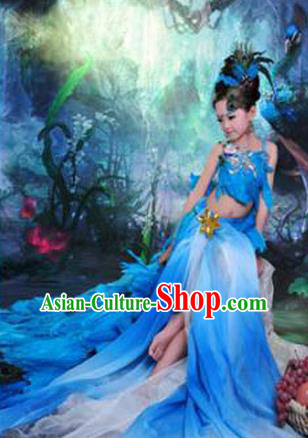 Traditional Ancient Chinese Imperial Princess Children Costume, Chinese Han Dynasty Little Fairy Peacock Dance Elegant Dress, Cosplay Chinese Princess Hanfu Clothing for Kids