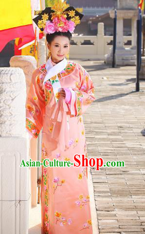 Traditional Ancient Chinese Imperial Consort Costume, Elegant Manchu Lady Clothing Chinese Qing Dynasty Imperial Princess Embroidered Clothing for Women for Men