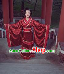 Traditional Ancient Chinese Imperial Consort Wedding Costume, Elegant Hanfu Clothing Chinese Han Dynasty Young Lady Full Sleeves Clothing for Women