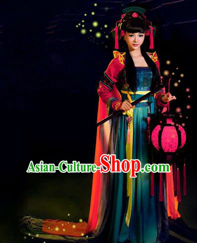 Traditional Ancient Chinese Costume, Costumes Elegant Hanfu Clothing Chinese Goddess Chang E Flying Moon Clothing for Women