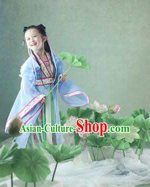 Traditional Ancient Chinese Imperial Princess Children Costume, Chinese Tang Dynasty Little Girl Lotus Dress, Cosplay Chinese Concubine Hanfu Clothing for Kids
