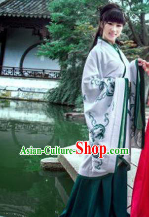 Traditional Ancient Chinese Imperial Emperess Costume, Chinese Han Dynasty Princess Dress, Cosplay Chinese Peri Concubine Embroidered Dragon Hanfu Clothing for Women