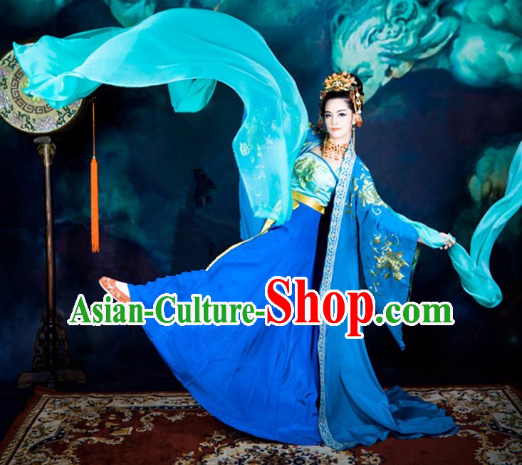 Traditional Ancient Chinese Dance Costume, Elegant Hanfu Clothing Chinese Ming Dynasty Imperial Emperess Embroidered Dance Clothing for Women