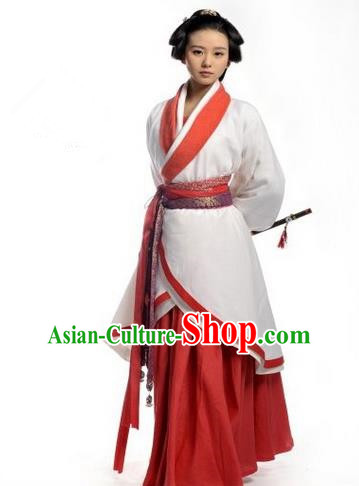 Traditional Ancient Chinese Imperial Consort Costume Set, Elegant Hanfu Swordsman Clothing Chinese Han Dynasty Imperial Queen Tailing Embroidered Clothing for Women