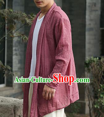Traditional Top Chinese National Tang Suits Cotton Costume, Martial Arts Kung Fu Red Cardigan, Kung fu Thin Upper Outer Garment Jacket, Chinese Taichi Thin Coats Wushu Clothing for Men