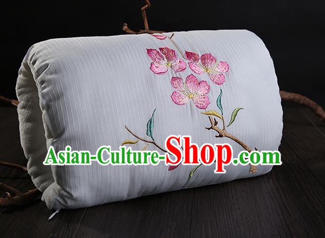 Traditional Ancient Chinese Embroidered Muff Embroidered Peach Blossom Bolster White Handwarmers for Women