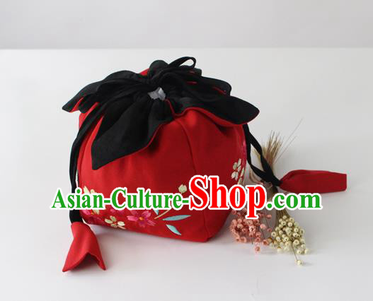 Traditional Ancient Chinese Embroidered Handbags Embroidered Sakura Red Bag for Women