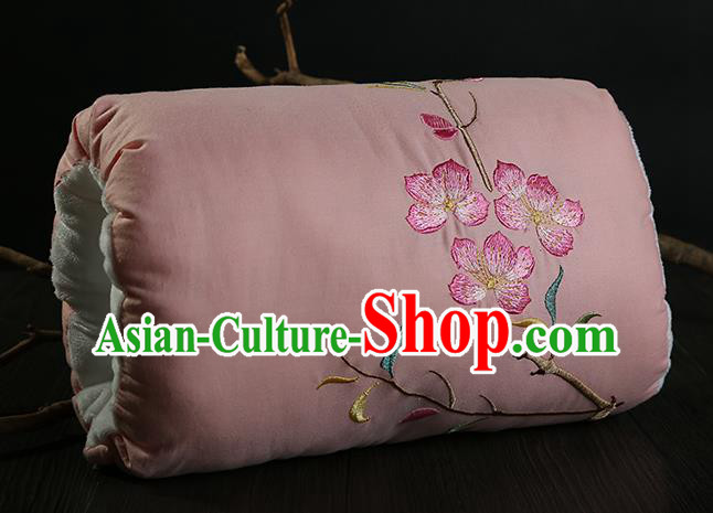 Traditional Ancient Chinese Embroidered Muff Embroidered Peach Blossom Bolster Pink Handwarmers for Women