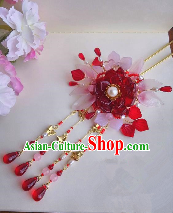 Traditional Handmade Chinese Ancient Princess Classical Accessories Jewellery Pure Copper Coloured Glaze Hair Sticks Hair Jewellery, Hair Fascinators Hairpins for Women