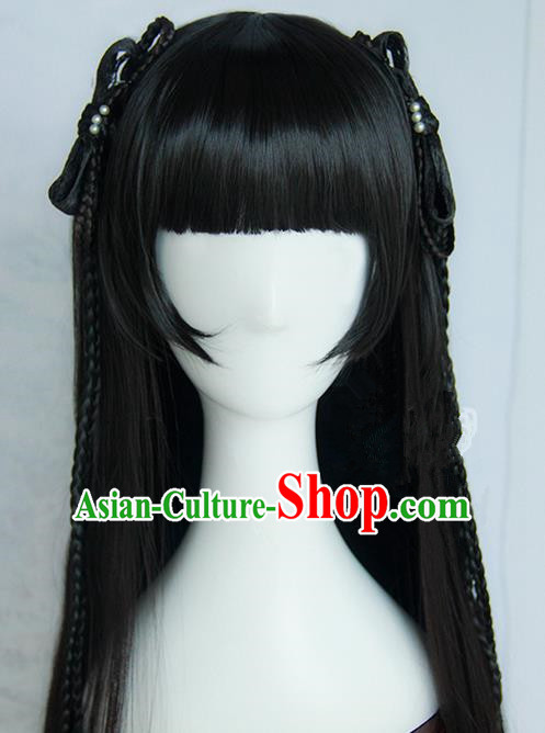 Traditional Handmade Ancient Chinese Han Dynasty Imperial Princess Wig, Ancient Chinese Hanfu Cosplay Fairy Wig for Women