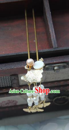 Traditional Handmade Chinese Ancient Princess Classical Hanfu Accessories Jewellery Pearl Brass Hair Sticks Hair Step Shake, Tassel Hair Fascinators Hairpins for Women