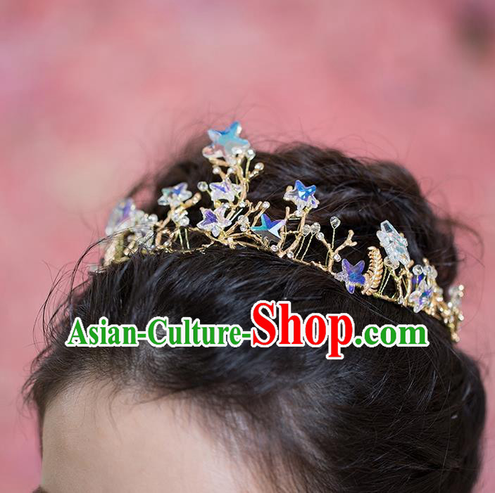 Handmade Chinese Classical Hair Accessories Wedding Hair Sticks Hair Jewellery, Bride Royal Crown Star Hair Clasp for Women