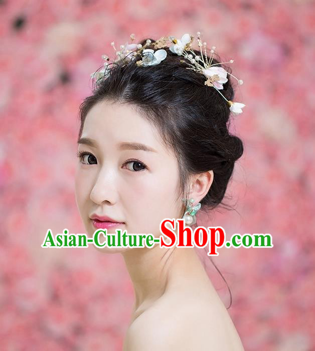 Handmade Chinese Classical Hair Accessories Wedding Hair Sticks Hair Jewellery, Bride Royal Crown Pearl Flowers Hair Clasp for Women