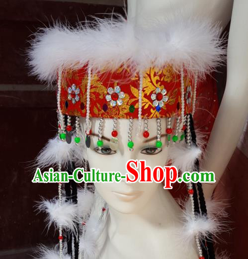 Traditional Chinese Nationality Dancing Costume Mongolian Princess Folk Dance Ethnic Headdress Hat Headband for Women